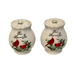 Lilly Creek Salt and Pepper Shakers Red Cardinal Peace Hope Joy Holiday Dining